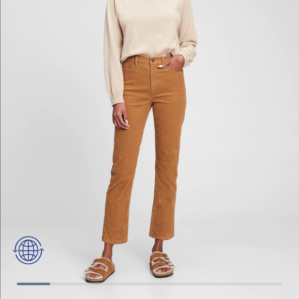 High Rise Vintage Slim Corduroy/Cords in Washwell. Color is Camel Tan